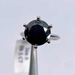 5 Ct Black Moissanite Ring 18K White Gold Finish 925 Silver Wedding Anniversary